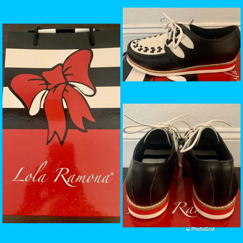 Lola Ramona Leather B/W Oxford Shoes Retro 36